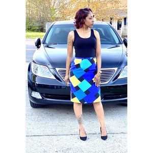 Vintage Geometric Print Skirt